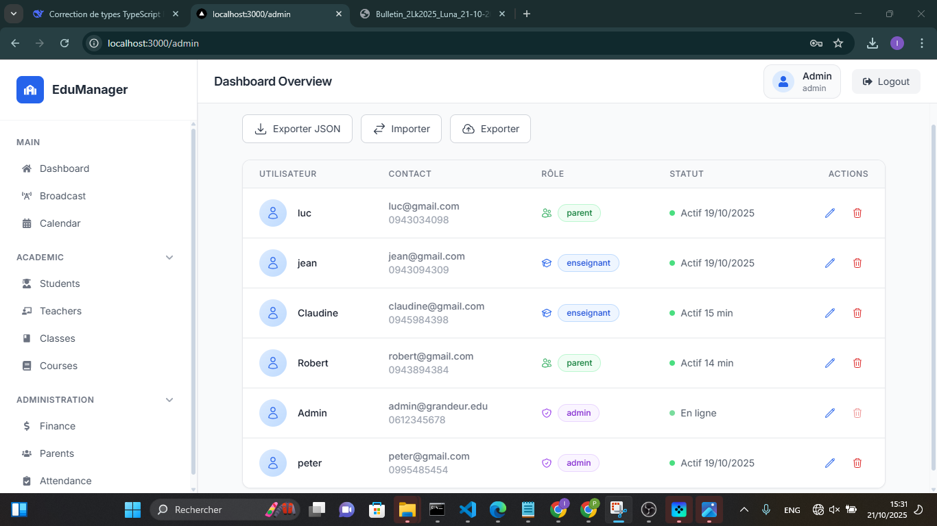 SchoolMaster - Contexte - Image 1 - Projet réalisé par Peter Nzana, développeur web et mobile à Lubumbashi