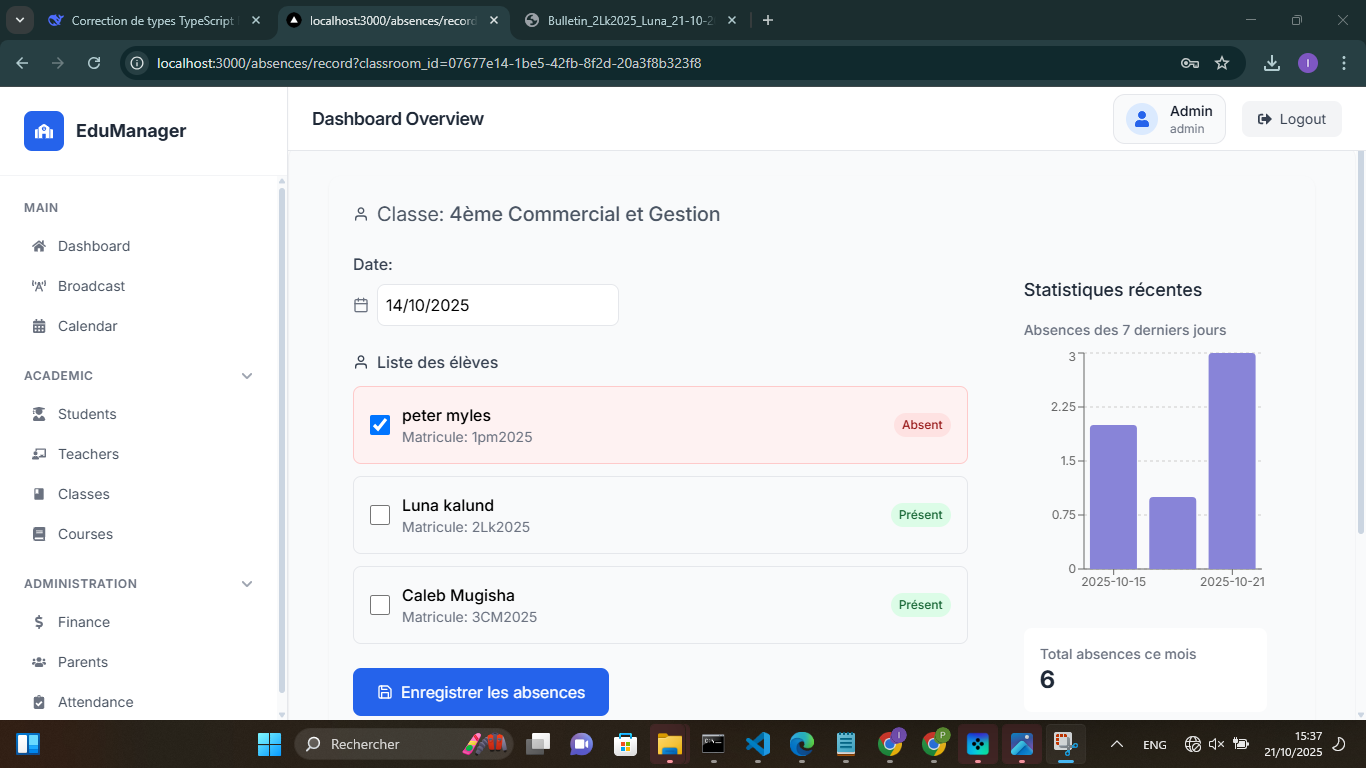 SchoolMaster - Objectifs - Image 2 - Projet réalisé par Peter Nzana, développeur web et mobile à Lubumbashi