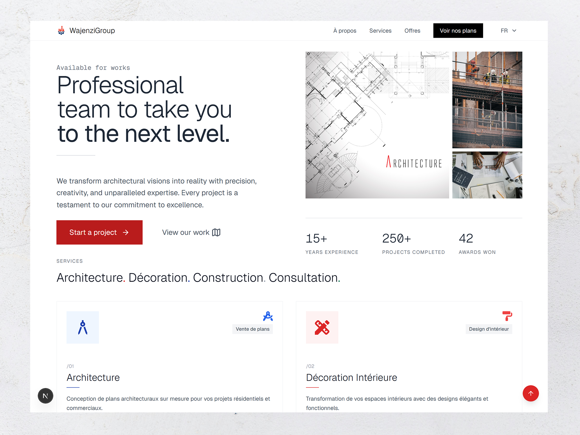 Wajenzi Group - visuel principal - Projet réalisé par Peter Nzana, développeur web et mobile à Lubumbashi
